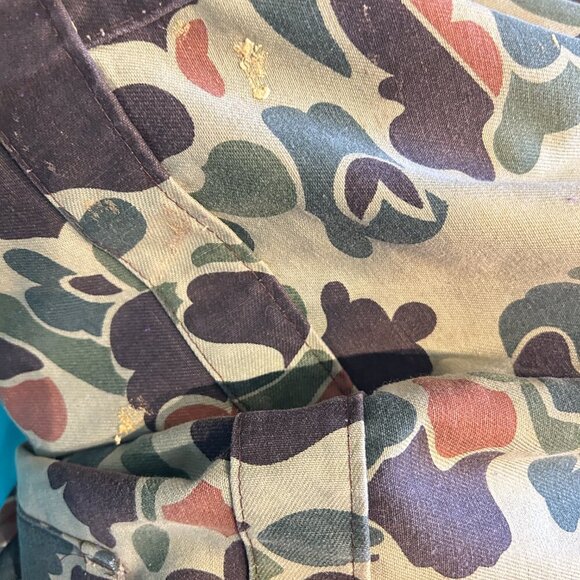 Vtg Duck Camo Canvas Coveralls Sz L Distressed One Piece Utility‎ Grunge Hunting - Picture 12 of 14